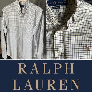 Ralph Lauren Men’s Yellow/blue Plaid Button Up Longsleeve Shirt Size M